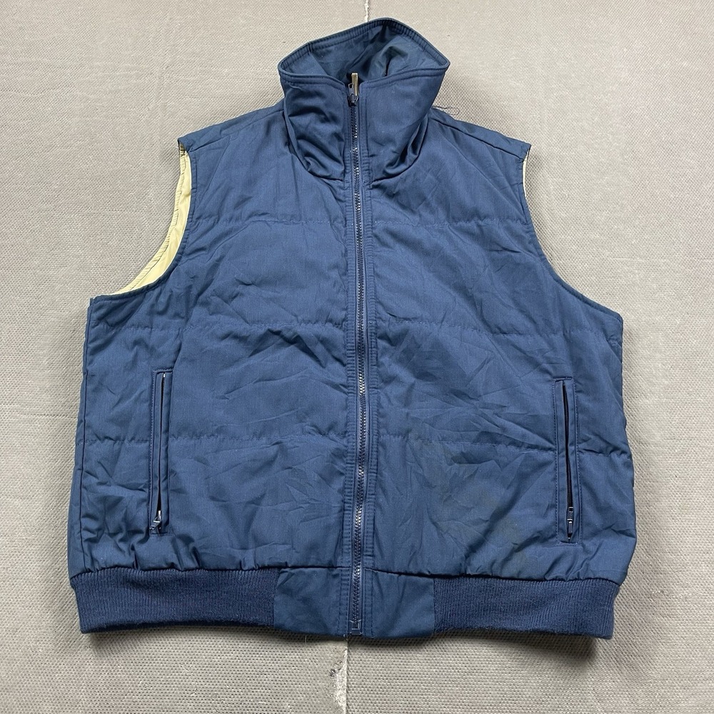 Vintage Woolrich Vest Mens Large Blue Full Zip Up Quilted Puffer Coat USA